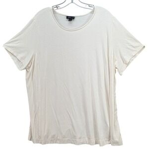 J Jill Wearever Collection Top Womens 2X Cream Crew Neck Short Sleeve MInimalist